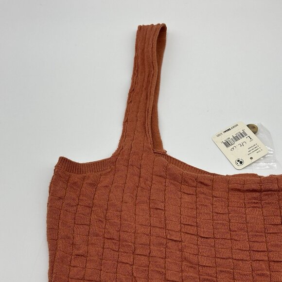 Free People FP Beach Short N Sweet Size Large Ambered Coral Sweater Minidress - Picture 12 of 15